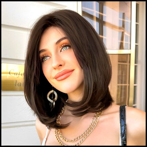 Shoulder Length Bob Wig Synthetic Heat Resistant Glueless Adjustable Cap main image 4
